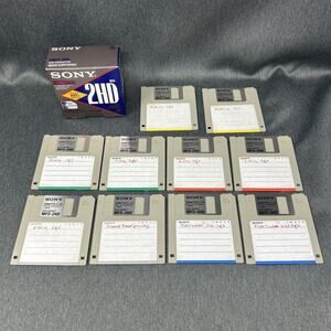 10‑Pack Sony 3.5" Double Sided High Density Floppy Disks MFD‑2HD IBM XT Series